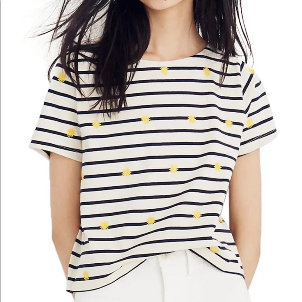 Madewell Striped Navy Blue Shirt With Suns